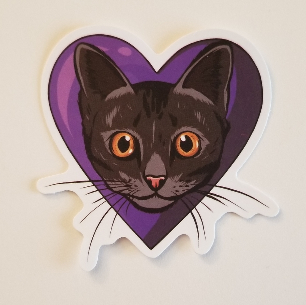 10/$10 Cat In Purple Heart Sticker